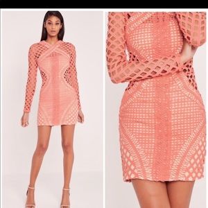 Carli Bybel Long Sleeve Lace Cut Out Bodycon Dress